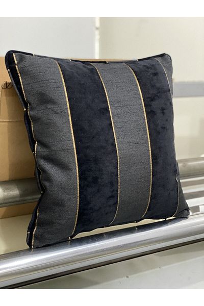 Fabricland Husă de pernă cu model în dungi Anresit-negru-aurie țesută exclusivă importată 43x43cm