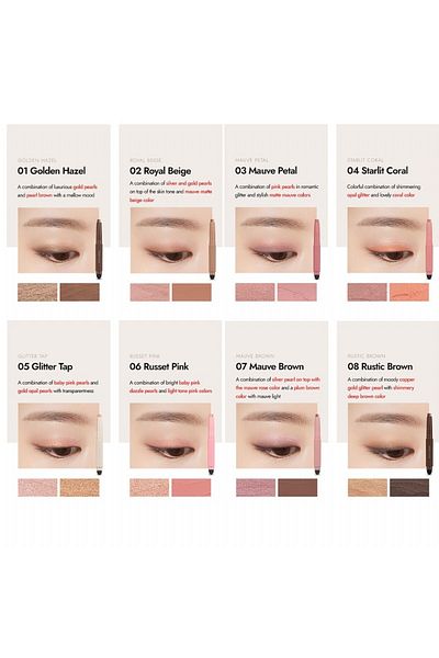Merythod Twotone Shadow 06 Russet Pink - Double Tone, Eyeshadow Pen with Sponge
