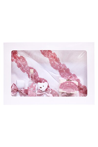 Recostore Trusou complet botez, alb-roz pudrat, 10 piese, REC1333