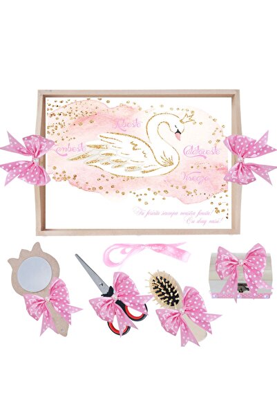 Recostore Tava mot fete, cu Lebada, roz, 6 piese, 35x20 cm, REC1967/289