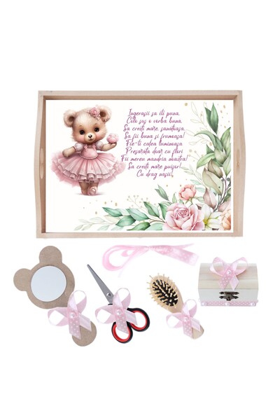 Recostore Tava mot fete la fete, ursulet, roz, 6 piese, 35x20 cm, REC1967/167