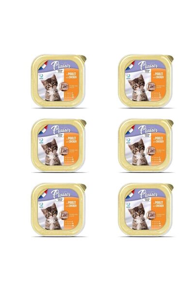 Plaisir Kitten Tavuk Etli Pate Yavru Kedi Yaş Maması 100 Gr x 6 Adet