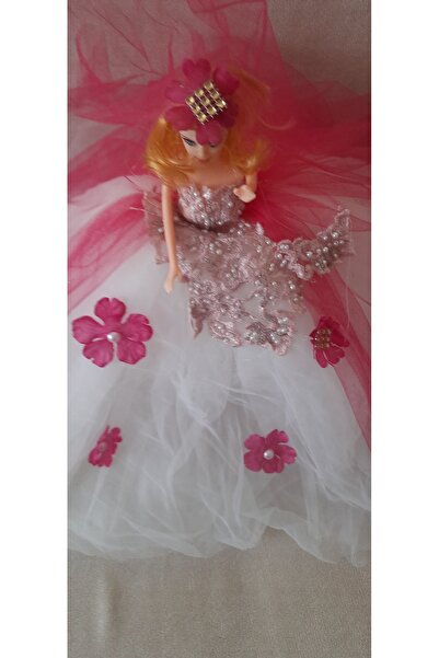 senbio Oyuncak Bebek Büyük Boy Gelinlikli Bebek( 40 Cm) Boyunda Pembe Renk