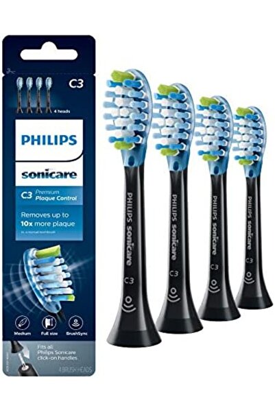 Philips Sonicare Genuine C3 Premium Plaque Control Replacement Toothbrush Heads, 4 Brush Heads, Blac