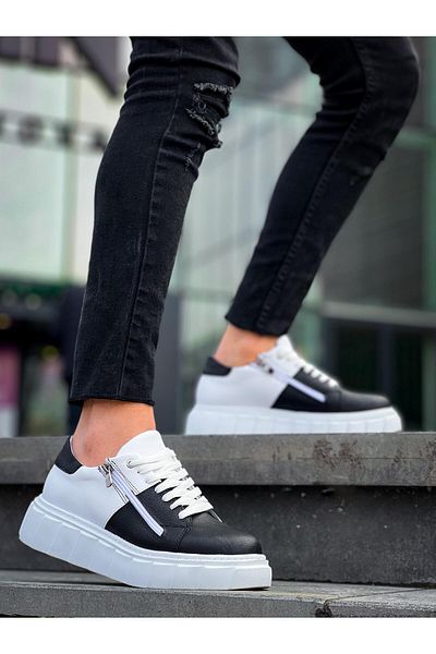 Arda Men's Shoeskb-X155 Kuback Black Skin White Skin Detailed White High Sole Casual Sports Shoes