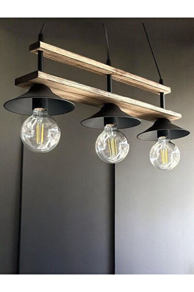 AVİZEVİ AVİZEVİ AYDINLATMA 3 LÜ BETA AHŞAP AVİZE