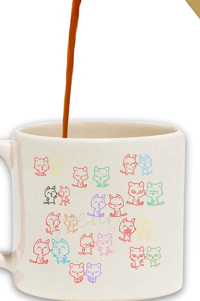 qoeuyl boutique Cats Neighborhood Printed Gift Colorful Modern Ceramic Mug with Handle