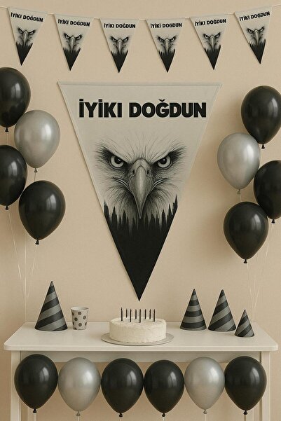 partyrüyası Bună Ziua de naștere cu tema vulturului alb-negru, 2 metri, 10 st...