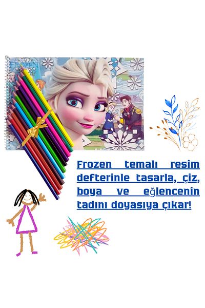 booddie Picture Notebook 17 cm *24 cm Frozen Elsa Frozen Small Size 15 Pages Set of 12 Dry Paints Gift