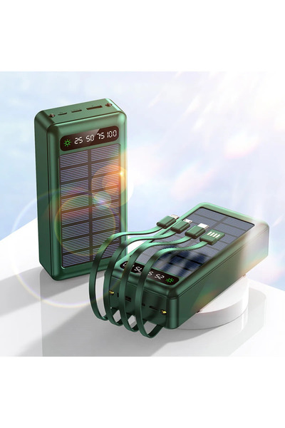 MATECHNO Solar 30.000 Mah Güneş Enerjili Led Işıklı Powerbank Şarj Aleti 2x U...