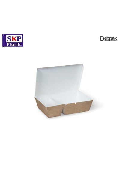 SKP Plastic Kraft Rectangular Burger Food Containers with 2 Compartments (20 Count)