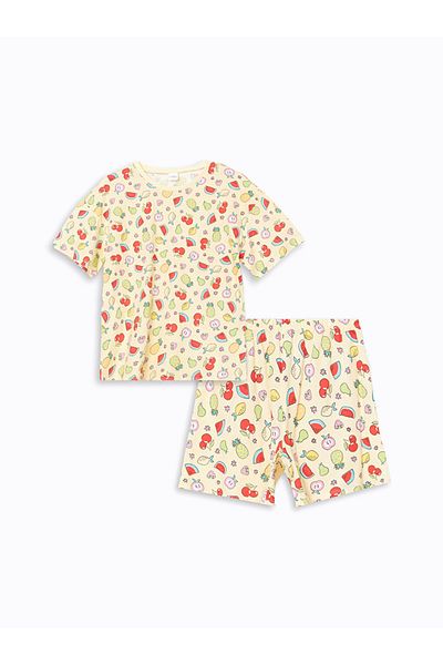 LC Waikiki Comfortable Fit 100% Cotton Combed Fabric Girls' Shorts Pajama Set