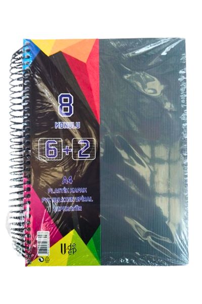 Glanart A4 Size 6+2 Bookmarked Notebook Tutoring Notebook (6 Squares 2 Lines) 200 Sheets 8 Sections Udep