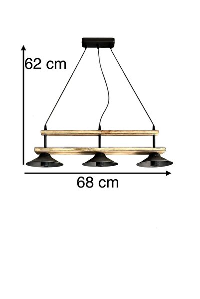 AVİZEVİ AVİZEVİ AYDINLATMA 3 LÜ BETA AHŞAP AVİZE