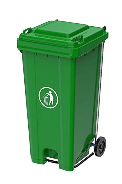 Generic سلة مهملات بلاستيكية من فيتاتشيلي، سعة 120 لترًا، مزودة بعجلات ودواسة - سلة مهملات متينة للمطبخ للاستخدام الخارجي