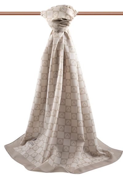 Vissona Γυναικείο σάλι πολυτελείας Medina Silk Beige-4