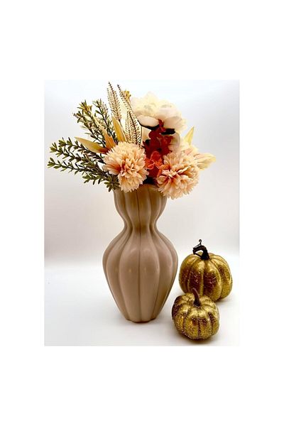 DELPI Decorative Ceramic Vase, Modern Style, Beige, 25 x 11 cm