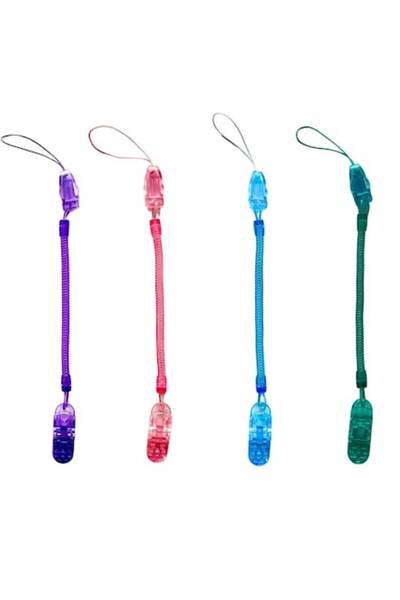 DELPI Set Snur Extensibil cu Clips si Agatatoare pentru Legitimatie/Ecuson, 4 Bucati, Multicolor