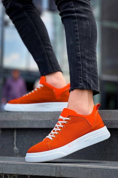 Arda Men's Shoeskb-X204 Kuback Orange Linen White High Sole Casual Men's Sneakers