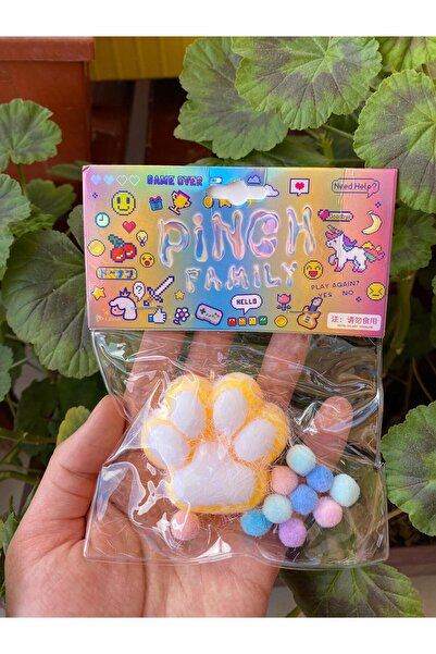 Innovate Store Taba Squishy Sevimli Sarı Orta Boy Kedi Patisi Rahatlatıcı Suk...