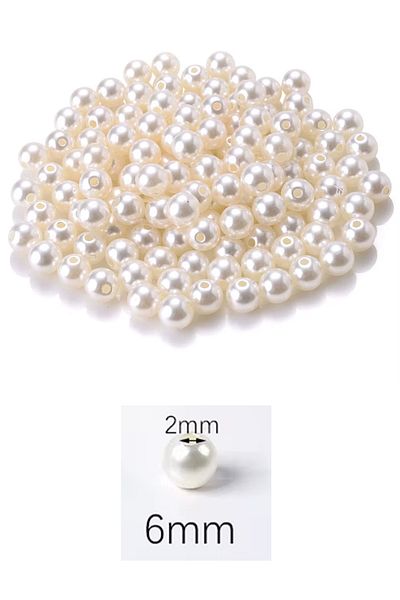 sedustore 250 Gram 6mm Cream Color Plastic Pearl Beads Bag and Jewelry Making Bead ~1.875Pcs
