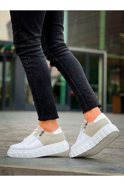 Arda Men's Shoeskb-X155 Kuback White Skin Gray Suede Detailed White High Sole Casual Sports Shoes