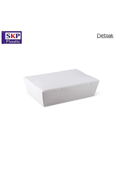 SKP Plastic White Food Containers with Attached Lid, Medium (25 Count)