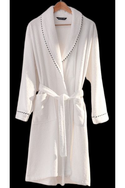 Madame Coco Set halat de baie unisex Jack 100% bumbac Şalyaka – Alb – L/XL Textura moale cu absorbție ridicată