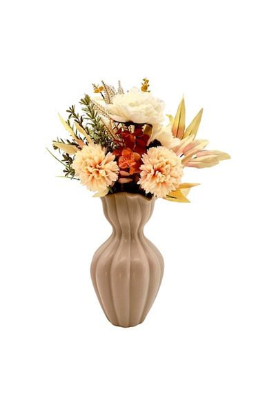 DELPI Decorative Ceramic Vase, Modern Style, Beige, 25 x 11 cm