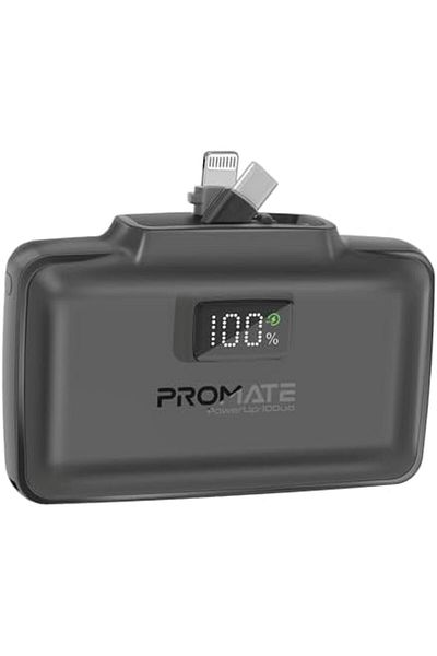 Promate Power Bank, 10000mAh Compact Power Bank with 20Watt USB-C™ In/Out Foldable Connector, 20Wa