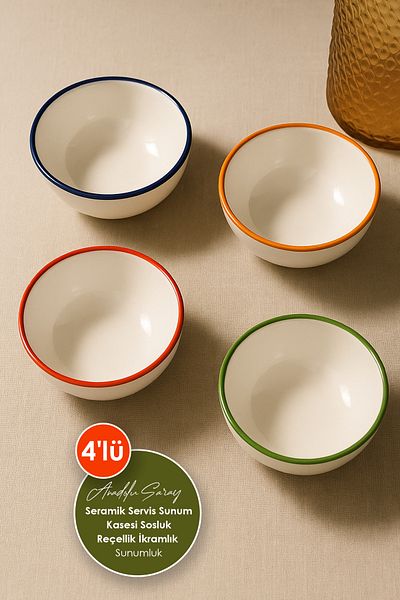Anadolu Saray 4 Pcs Color Changing Nordic Ceramic Bowls Set Ceramic Serving and Presentation Bowl