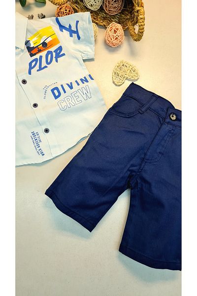 CemBebe Boy's Holiday Jeans Linen Shorts and Shirt Suit