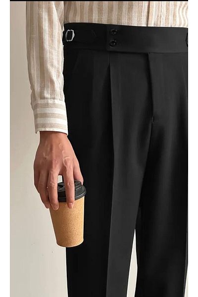 BASEL.CO New Season Premium Πλισέ Basic Lycra Παντελόνι Διπλό Πόδι