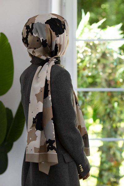 Vissona Luxury Medina Silk - Γκρι-μπεζ μοτίβο, 75x195 Ανθεκτικό στις ραφές Moss Crepe Τύπος Ital