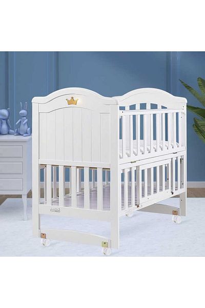 l'elefante Durable & Eco-Friendly Adjustable Baby Crib – Solid Pine Wood, Convertible Toddler Bed, Easy Assem