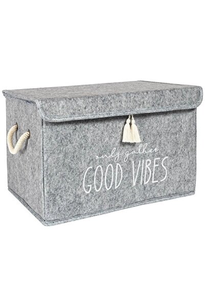Helen's Home Multi-Purpose Mini Box Organizer with Felt Lid, Storage Box 35X24X24Cm Gray