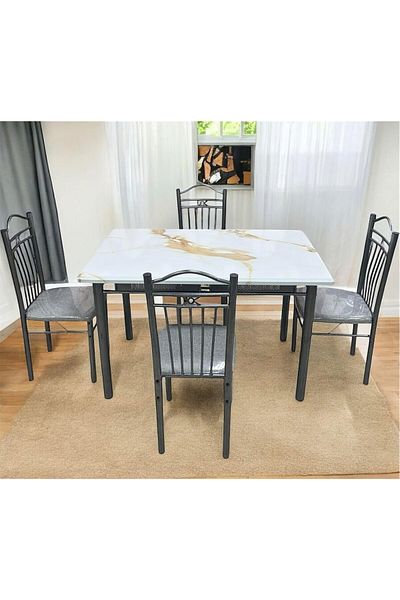 l'elefante 5-Piece Dining Table Set for 4 People – Modern Compact Kitchen Table with 4 Chairs for Dining Room