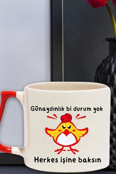 qoeuyl boutique Günaydınlık Bi No Situation, Everyone Pays Attention to Their Business Printed Fun Colorful Modern Ceramic Mug with Handle
