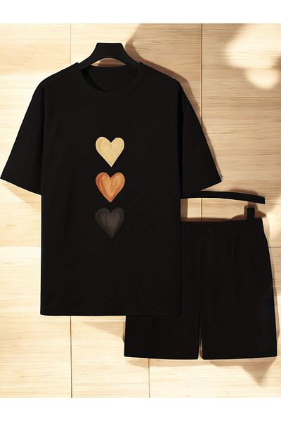 uyguntarz Σετ σορτς Unisex 3 Heart Printed Design