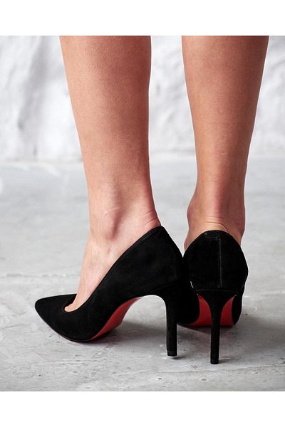 Baliz SUEDE BLACK - PANTOF DE DAME STILETTO CU TOC LUNG SUBTIL TOC 10 CM