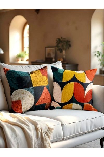 CANİLA Digital Printed Double-Sided Throw Pillow Cover Set Of 2