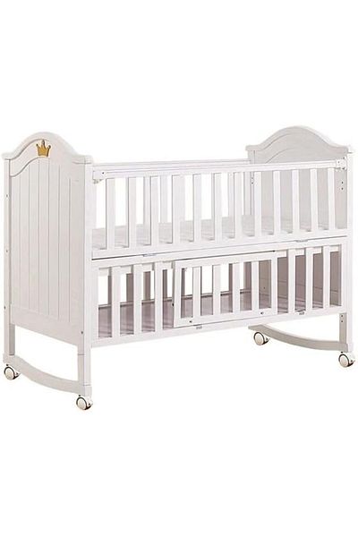 l'elefante Durable & Eco-Friendly Adjustable Baby Crib – Solid Pine Wood, Convertible Toddler Bed, Easy Assem