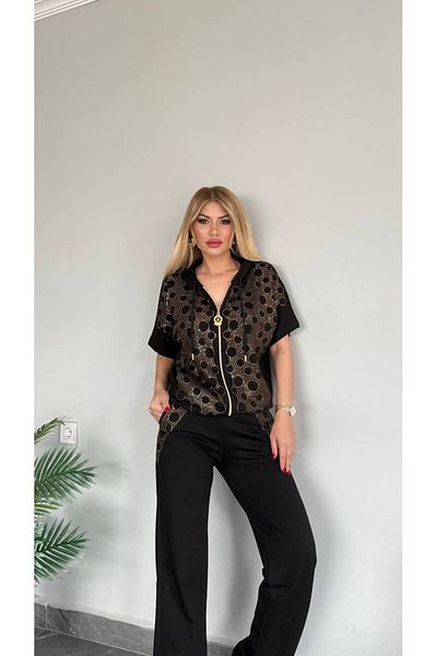 Bella Belluci New Season Hooded Zippered Stone Print Bottom Top Set
