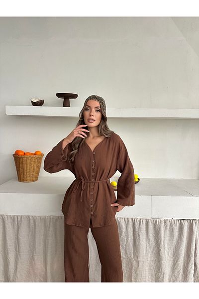 AÈC PRIVÈ Women's Elizabeth Shirt Pants Suit (100% Cotton Fabric Anti-Sweat / Much-Loved Shirt Suit)