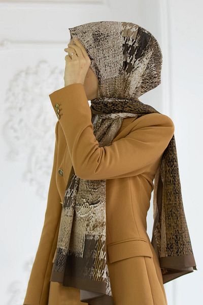 Vissona Πολυτελές Medina Silk Houndstooth μοτίβο βιζόν Χρώμα 75x195 Ανθεκτικό σάλι Moss Crepe Τύπος ραφής Ιταλικό όρθιο