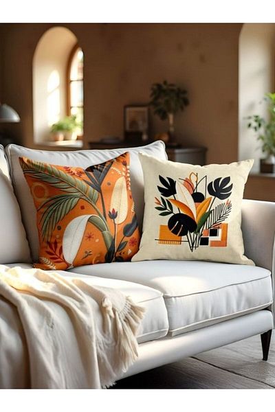 CANİLA Digital Printed Double-Sided Throw Pillow Cover Set Of 2