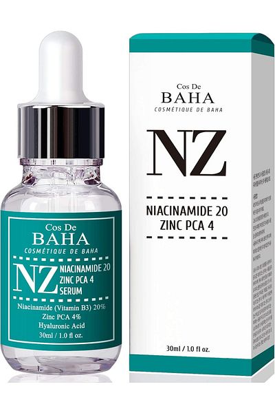 Cos De Baha Niacinamide 20% + Zinc 4% Serum for Face - Pore Reducer + Uneven Skin Tone Treatment + D