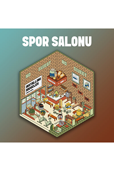 The Gookie Spor Salonu GYM Izometrik Sticker, 3d Etiket Yapışkanlı Çıkartma