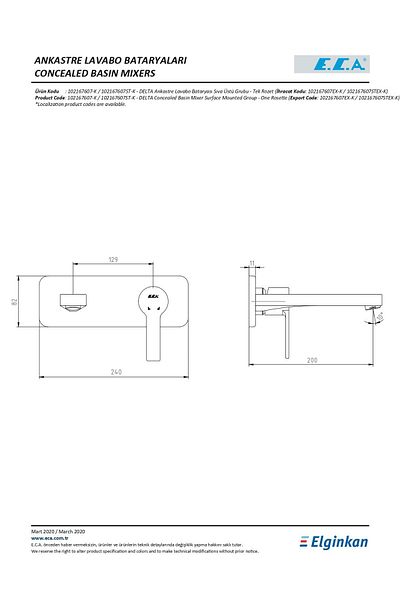 Eca Delta Concealed Sink Faucet Surface Mounted Group - Single Rosette 102167607-K