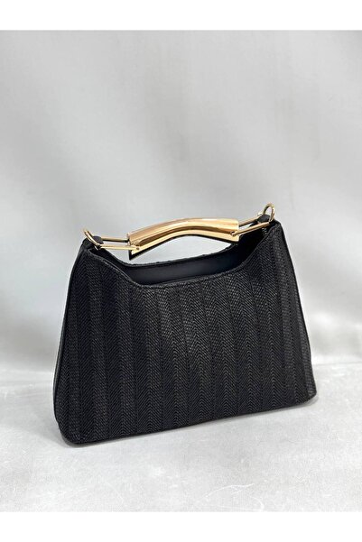 OzBeauty Straw Bag with Metal Detail